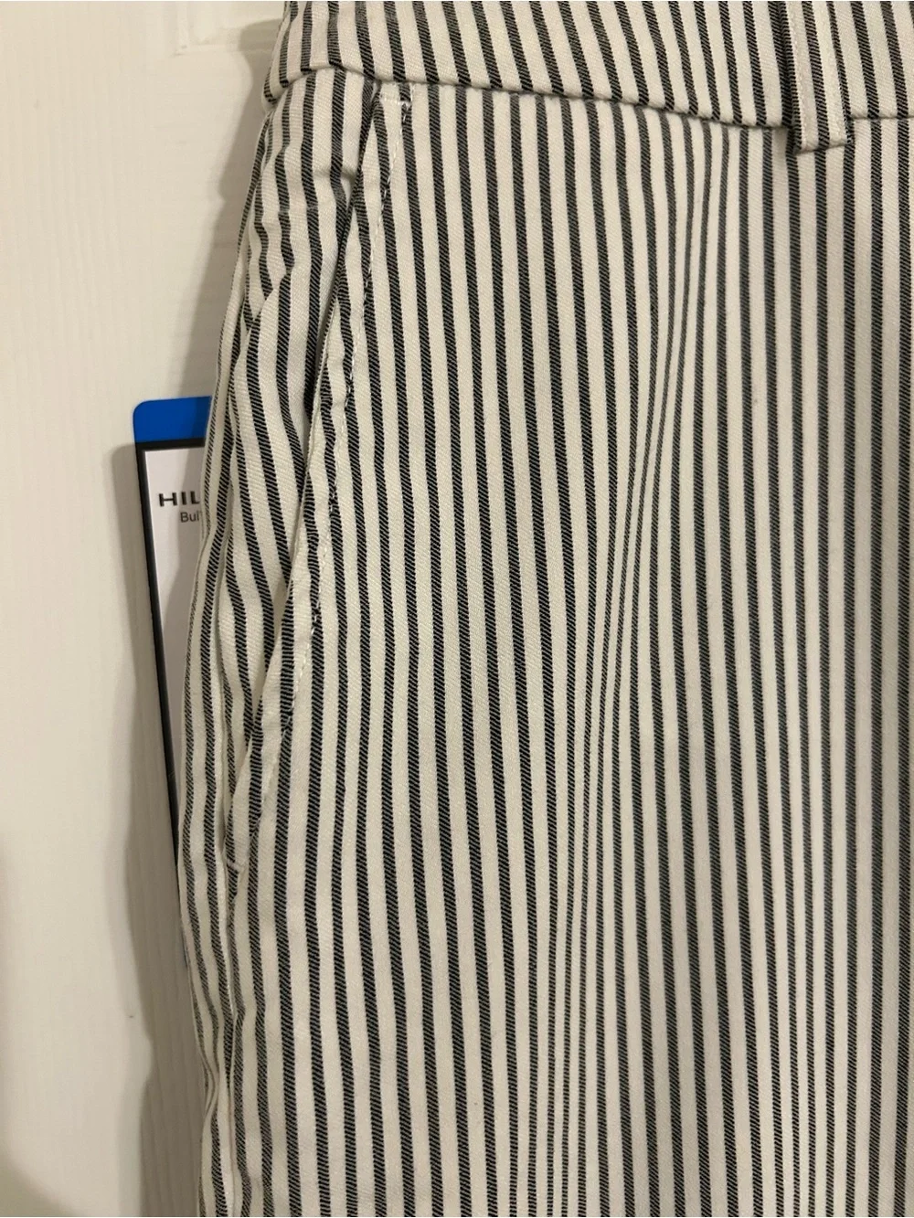 Hilary Radley Gray & White Striped Cropped‎ Chinos